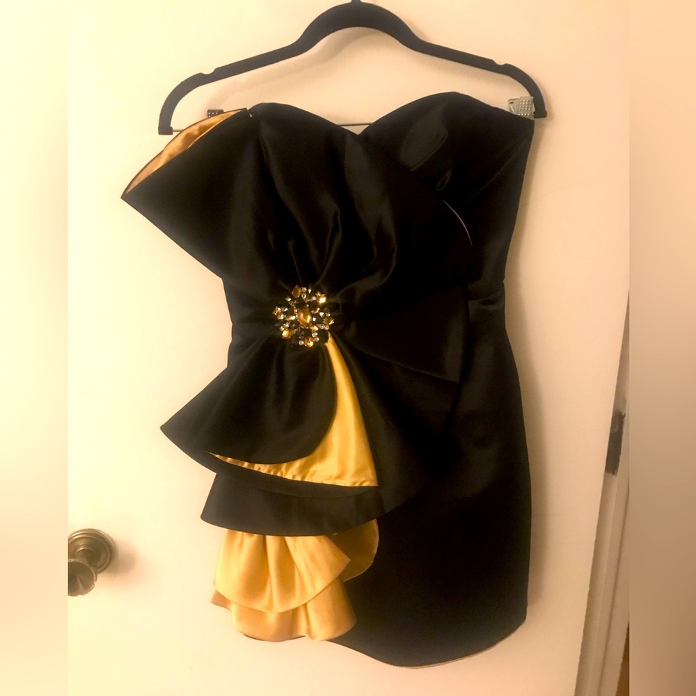 Terani Couture Black & Gold Dress